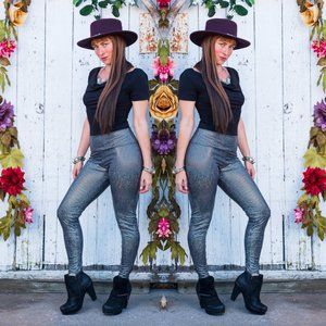 Silver Star Metallic Leggings Warrior Within Designs